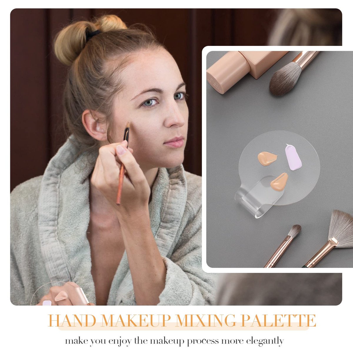 Clear Acrylic Makeup Mixing Palette – 2 Pack Handheld Foundation & Eyeshadow Tray for Blending - görsel 5
