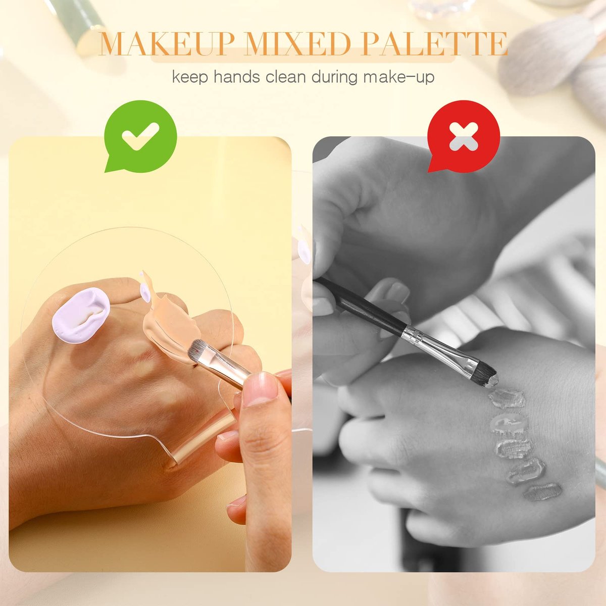 Clear Acrylic Makeup Mixing Palette – 2 Pack Handheld Foundation & Eyeshadow Tray for Blending - görsel 11