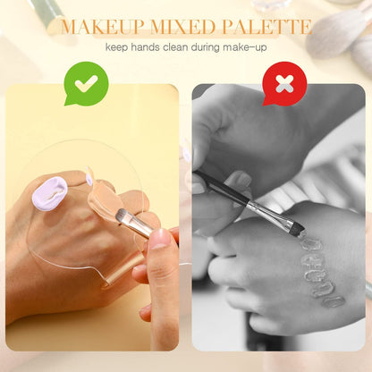 Clear Acrylic Makeup Mixing Palette – 2 Pack Handheld Foundation & Eyeshadow Tray for Blending