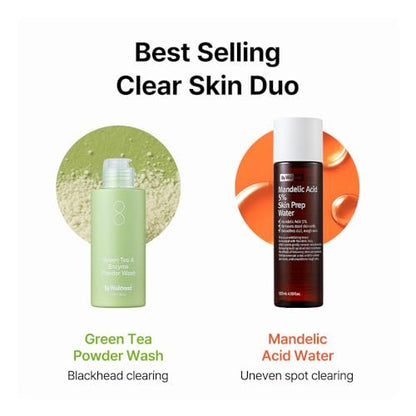 BY WISHTREND Green Tea & Enzyme Powder Wash - Gentle Face Wash for Sensitive Skin, Removes Impurities, Fragrance Free, 110g