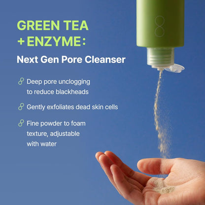BY WISHTREND Green Tea & Enzyme Powder Wash - Gentle Face Wash for Sensitive Skin, Removes Impurities, Fragrance Free, 110g