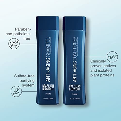 Brazilian Blowout Anti-Aging Shampoo & Conditioner Set - 12 Fl Oz Each, for Dry Frizzy Hair Avelisse