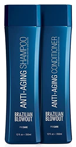 Brazilian Blowout Anti-Aging Shampoo & Conditioner Set - 12 Fl Oz Each, for Dry Frizzy Hair Avelisse