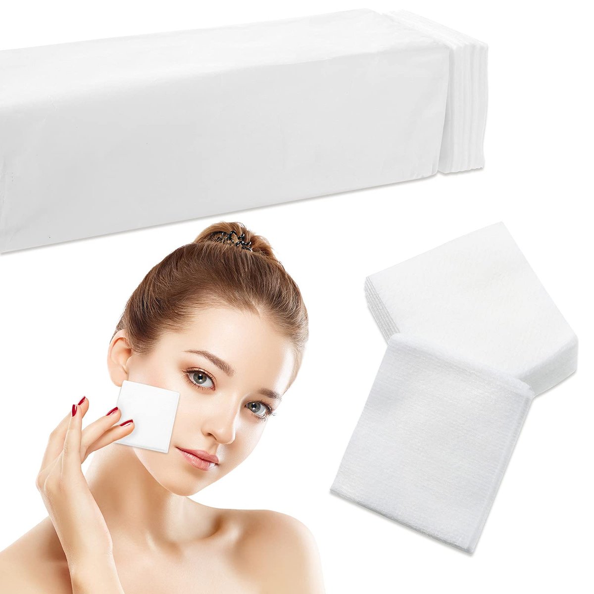 Leelosp 600-Pack 2x2 Inch Disposable Non-Woven Facial Wipes – Soft Aesthetic Petite Silken Pads for Spa, Salon, Makeup Removal & Product Application - görsel 1