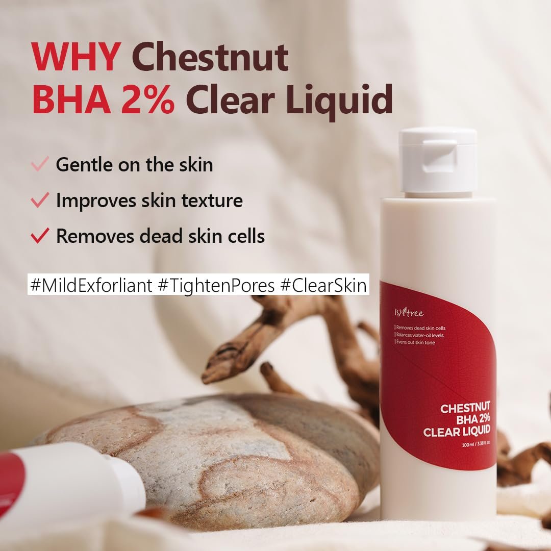 ISNTREE Chestnut BHA 2% Clear Liquid - Mild Exfoliating Toner for Deep Pore Care, Smoothing & Soothing, 100ml Avelisse