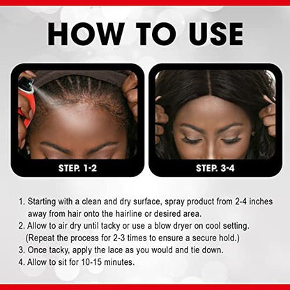 EBIN NEW YORK Wonder Lace Bond Adhesive Spray Active 3-Pack - Extreme Firm Hold, Fast Drying, No Residue, All-Day Hold for Daily Wig Application (6.08 oz / 180 ml Each)