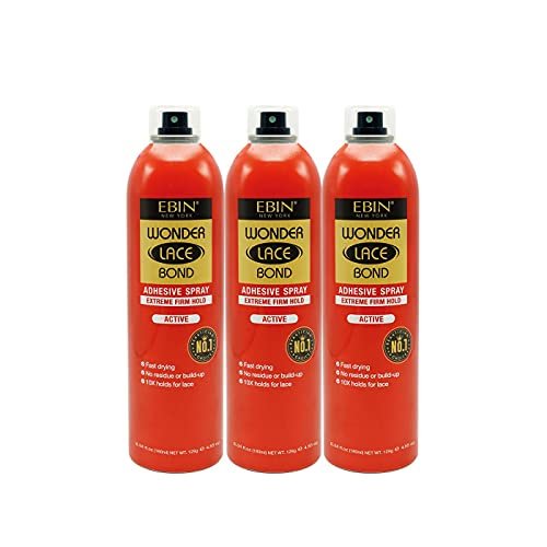 EBIN NEW YORK Wonder Lace Bond Adhesive Spray Active 3-Pack - Extreme Firm Hold, Fast Drying, No Residue, All-Day Hold for Daily Wig Application (6.08 oz / 180 ml Each) - görsel 2