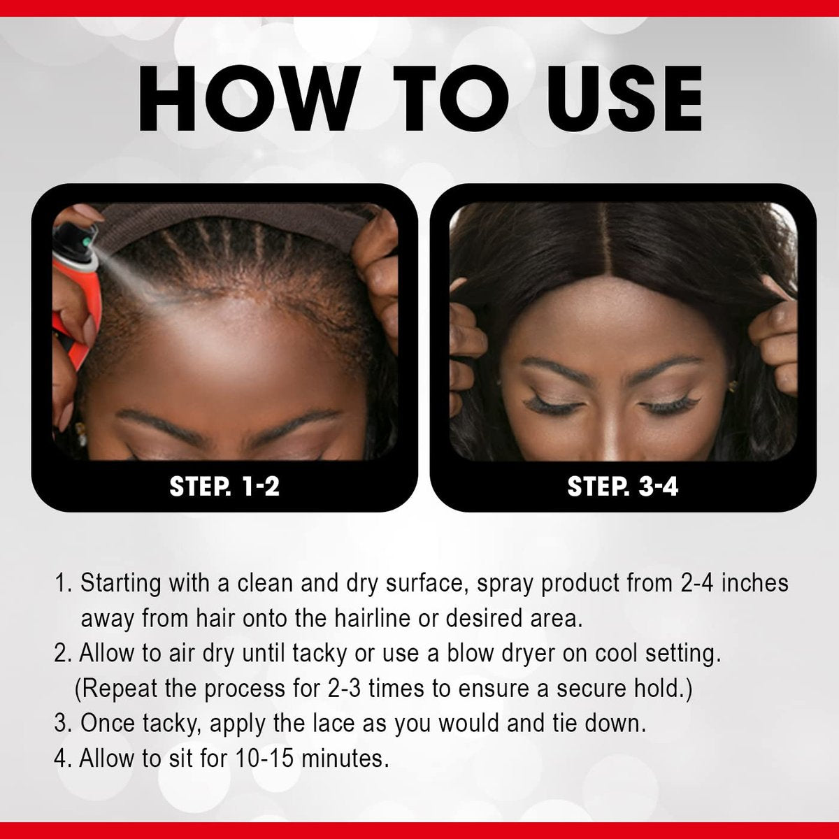 EBIN NEW YORK Wonder Lace Bond Adhesive Spray Active 3-Pack - Extreme Firm Hold, Fast Drying, No Residue, All-Day Hold for Daily Wig Application (6.08 oz / 180 ml Each) - görsel 5