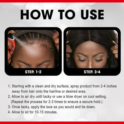 EBIN NEW YORK Wonder Lace Bond Adhesive Spray Active 3-Pack - Extreme Firm Hold, Fast Drying, No Residue, All-Day Hold for Daily Wig Application (6.08 oz / 180 ml Each)