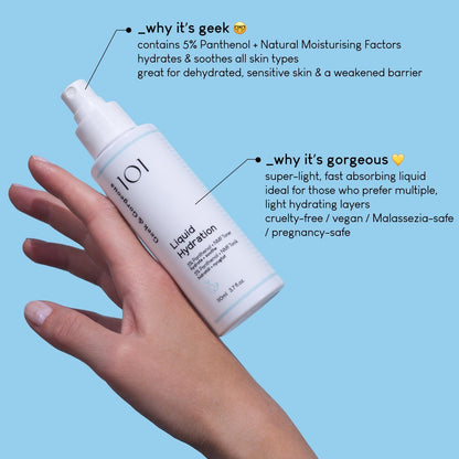 Geek & Gorgeous Liquid Hydration – Lightweight Toner Mist with 5% Panthenol & Natural Moisturizing Factors – Hydrates & Soothes All Skin Types – 3.7 Fl Oz Avelisse