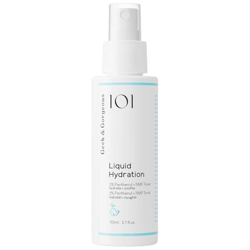 Geek & Gorgeous Liquid Hydration – Lightweight Toner Mist with 5% Panthenol & Natural Moisturizing Factors – Hydrates & Soothes All Skin Types – 3.7 Fl Oz Avelisse