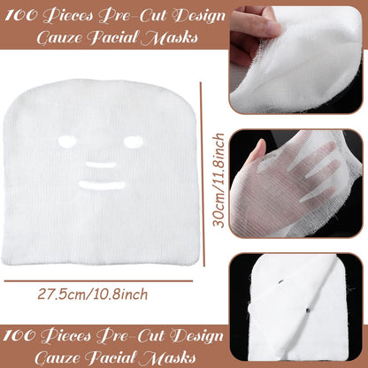 Leelosp 100 Pieces Precut Gauze Face Masks – Large Soft White Gauze Pads for Home Beauty Salon Spa Facial Treatments