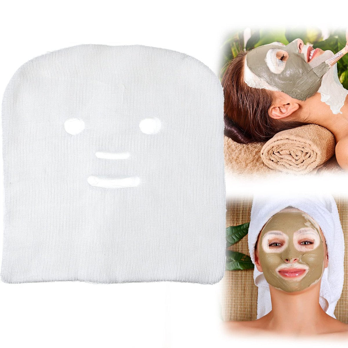 Leelosp 100 Pieces Precut Gauze Face Masks – Large Soft White Gauze Pads for Home Beauty Salon Spa Facial Treatments - görsel 1