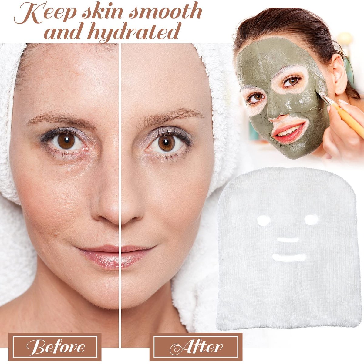 Leelosp 100 Pieces Precut Gauze Face Masks – Large Soft White Gauze Pads for Home Beauty Salon Spa Facial Treatments - görsel 9