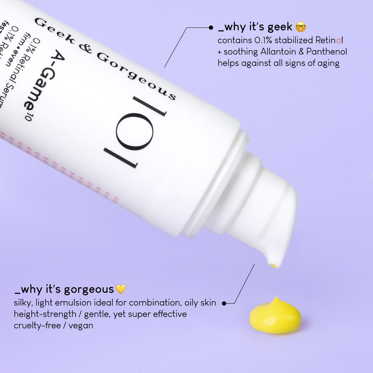 Geek & Gorgeous A-Game 10-0.1% Retinal Serum - High-Strength Anti-Aging Formula for All Skin Types, 1 oz - görsel 7