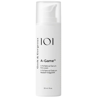 Geek & Gorgeous A-Game 10-0.1% Retinal Serum - High-Strength Anti-Aging Formula for All Skin Types, 1 oz