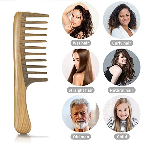 BESTOOL Wide Tooth Comb - Extra Large Natural Sandalwood Detangler for Curly, Long, Thick Hair - Anti-Static Avelisse