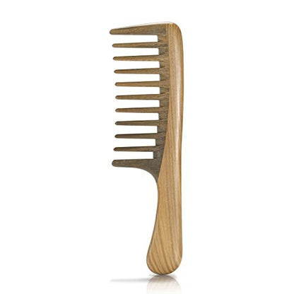 BESTOOL Wide Tooth Comb - Extra Large Natural Sandalwood Detangler for Curly, Long, Thick Hair - Anti-Static Avelisse