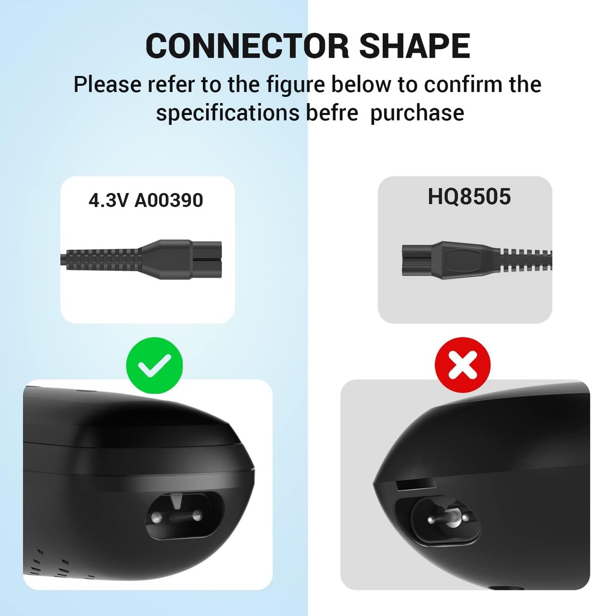 CGGXJP 4.3V Charger Compatible with Philips Norelco OneBlade (Old Model) A00390 QP2520 MG3740 QP2521 QP2522 QP2515 MG5700 MG3720 Electric Shaver Replacement Power Cord - görsel 6