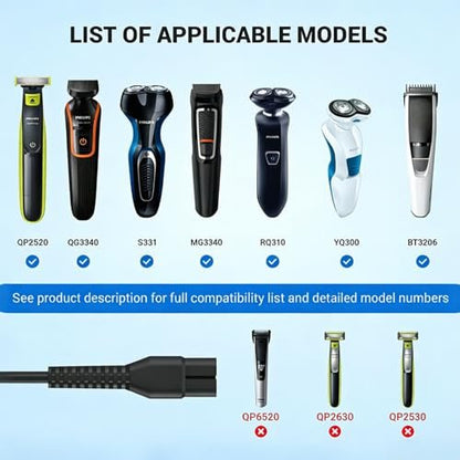 CGGXJP 4.3V Charger Compatible with Philips Norelco OneBlade (Old Model) A00390 QP2520 MG3740 QP2521 QP2522 QP2515 MG5700 MG3720 Electric Shaver Replacement Power Cord