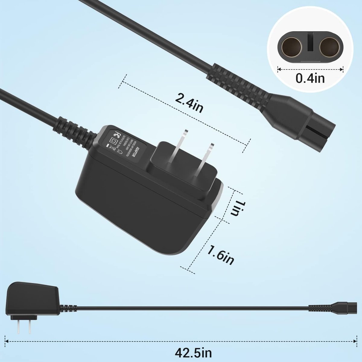 CGGXJP 4.3V Charger Compatible with Philips Norelco OneBlade (Old Model) A00390 QP2520 MG3740 QP2521 QP2522 QP2515 MG5700 MG3720 Electric Shaver Replacement Power Cord - görsel 10