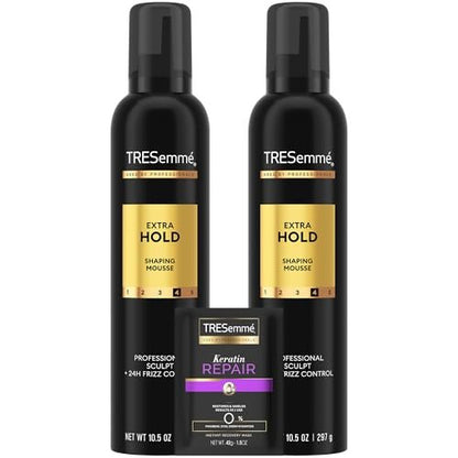 TRESemmé Extra Hold Shaping Mousse 2-Pack with Keratin Mask – 24H Frizz Control & Moisture Avelisse