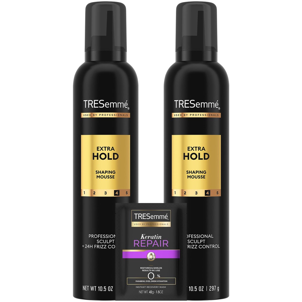 TRESemmé Extra Hold Shaping Mousse 2-Pack with Keratin Mask – 24H Frizz Control & Moisture Avelisse