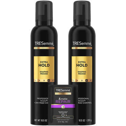 TRESemmé Extra Hold Shaping Mousse 2-Pack with Keratin Mask – 24H Frizz Control & Moisture Avelisse