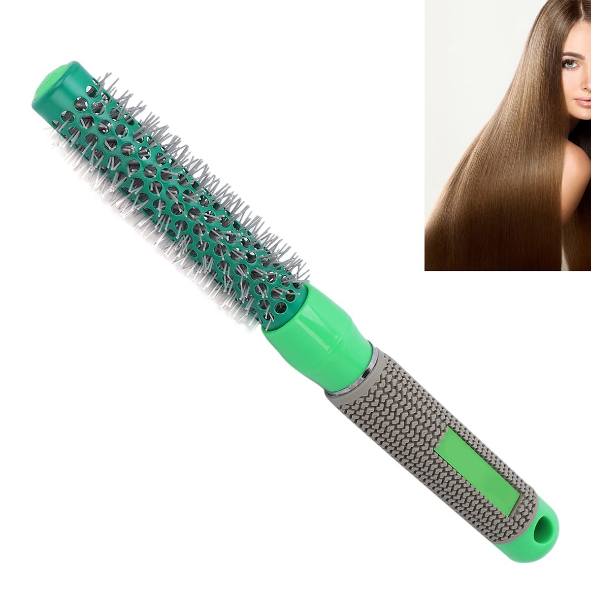 Yinhing Round Curling Comb - 3/4" Hair Curler Heat Round Brush with Wooden Handle for Styling Curls, Green - görsel 17