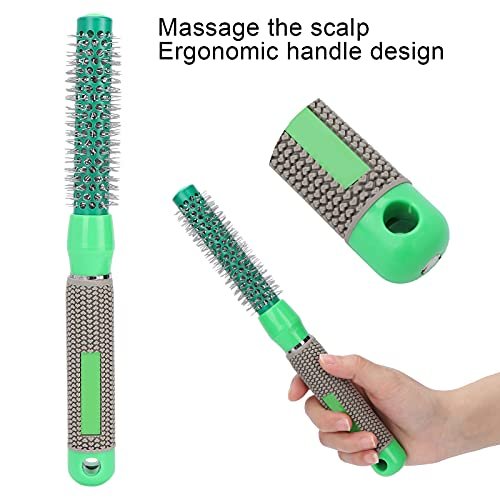 Yinhing Round Curling Comb - 3/4" Hair Curler Heat Round Brush with Wooden Handle for Styling Curls, Green - görsel 10