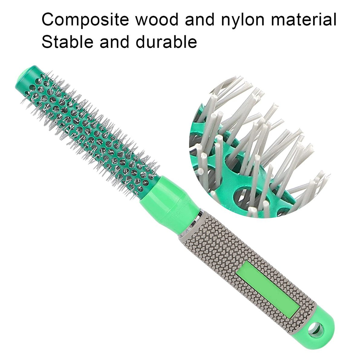 Yinhing Round Curling Comb - 3/4" Hair Curler Heat Round Brush with Wooden Handle for Styling Curls, Green - görsel 11