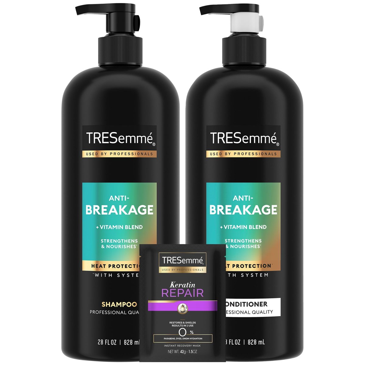 TRESemmé Anti-Breakage Shampoo, Conditioner & Keratin Mask Set - Strengthening for Dry, Damaged Hair, 28 oz Duo Avelisse