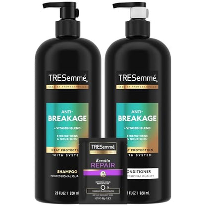 TRESemmé Anti-Breakage Shampoo, Conditioner & Keratin Mask Set - Strengthening for Dry, Damaged Hair, 28 oz Duo Avelisse
