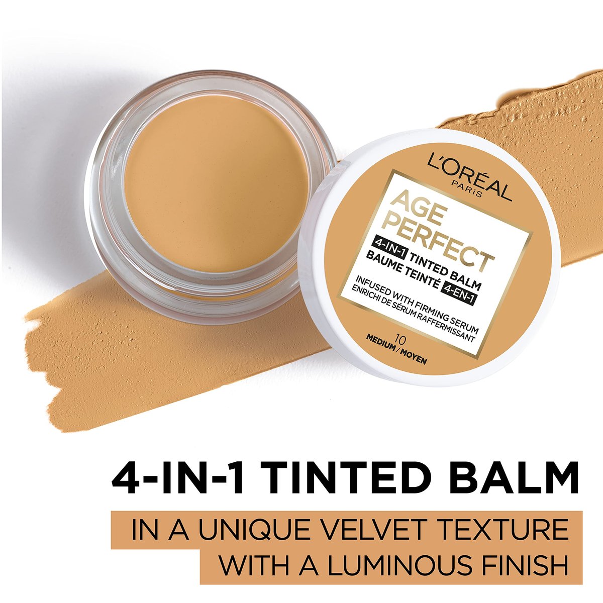 L'Oreal Paris Age Perfect 4-in-1 Tinted Face Balm Foundation with Firming Serum, Medium 10, 0.61 oz - görsel 5