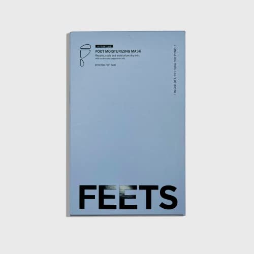 FEETS Hydrating Foot Mask with Tea Tree and Peppermint (3-Pack) – Deeply Moisturizes Full Foot and Heel, Soften Calluses, Nourish Heels, Cool Feel for Men and Women Avelisse