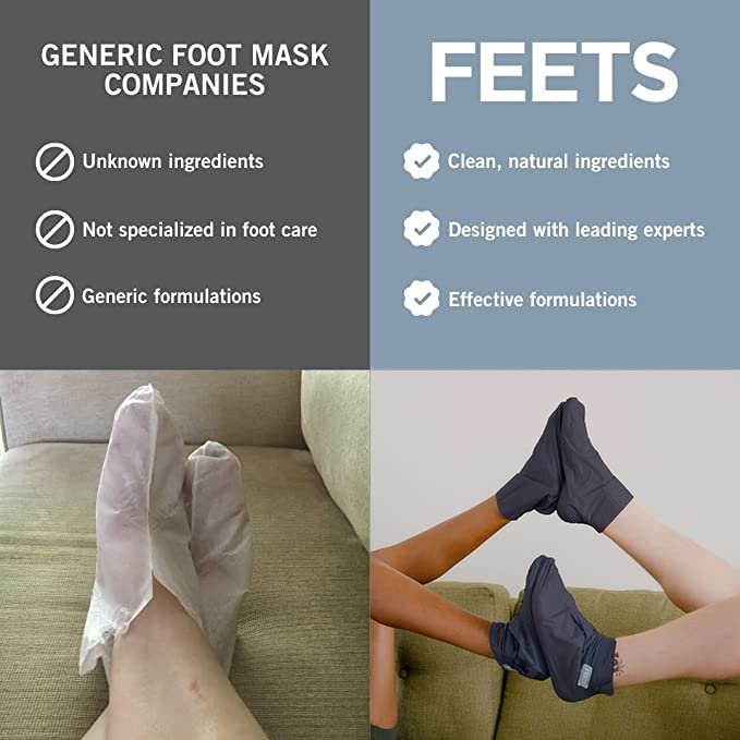 FEETS Hydrating Foot Mask with Tea Tree and Peppermint (3-Pack) – Deeply Moisturizes Full Foot and Heel, Soften Calluses, Nourish Heels, Cool Feel for Men and Women Avelisse
