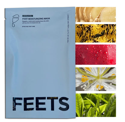 FEETS Hydrating Foot Mask with Tea Tree and Peppermint (3-Pack) – Deeply Moisturizes Full Foot and Heel, Soften Calluses, Nourish Heels, Cool Feel for Men and Women Avelisse