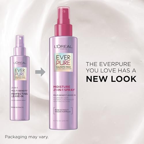 L'Oreal Paris EverPure 21-in-1 Leave In Conditioner Spray - Sulfate Free, Vegan, 6.8 fl oz - görsel 4