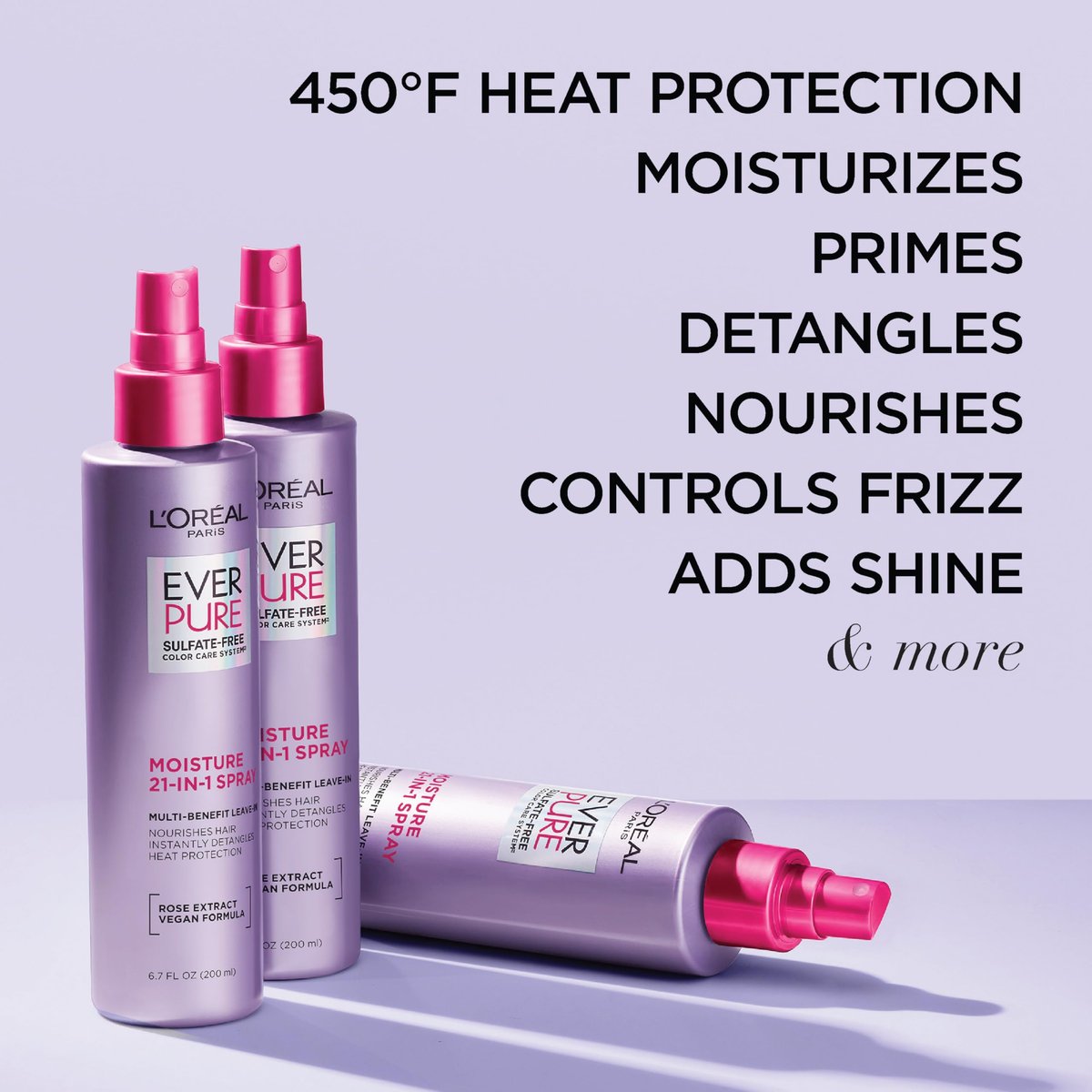 L'Oreal Paris EverPure 21-in-1 Leave In Conditioner Spray - Sulfate Free, Vegan, 6.8 fl oz - görsel 5