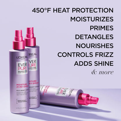 L'Oreal Paris EverPure 21-in-1 Leave In Conditioner Spray - Sulfate Free, Vegan, 6.8 fl oz