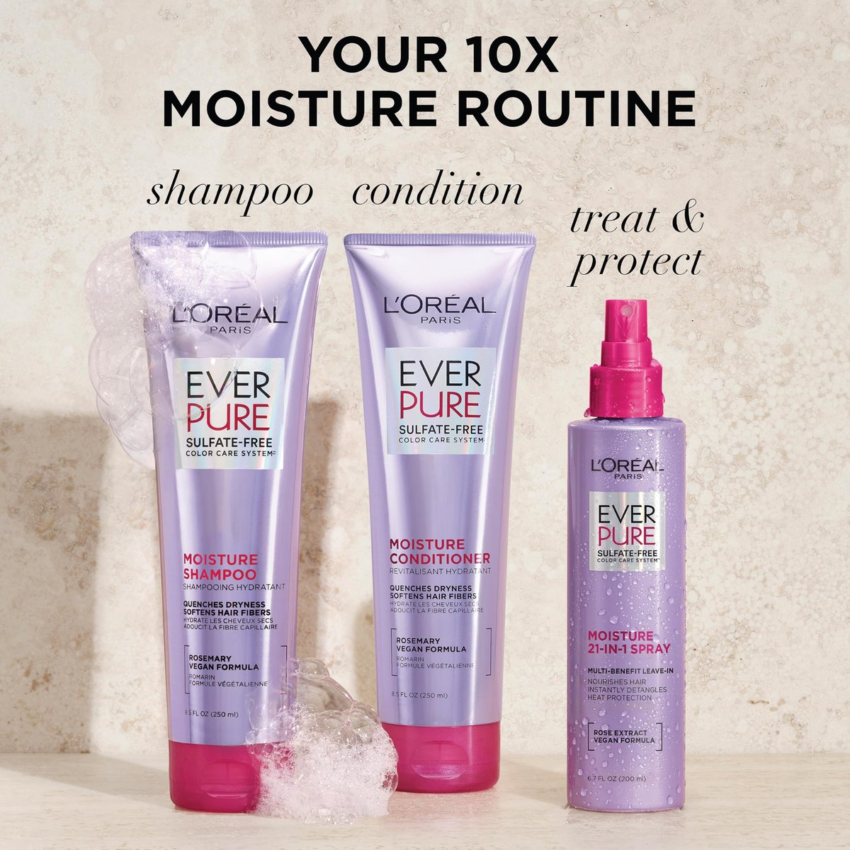 L'Oreal Paris EverPure 21-in-1 Leave In Conditioner Spray - Sulfate Free, Vegan, 6.8 fl oz - görsel 11
