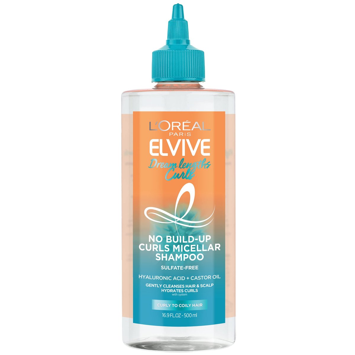 L’Oréal Paris Elvive Dream Lengths Curls No Build-Up Micellar Shampoo - Sulfate-Free, Silicone-Free, Paraben-Free with Hyaluronic Acid and Castor Oil for Curly to Coily Hair, 16.9 Fl Oz Avelisse