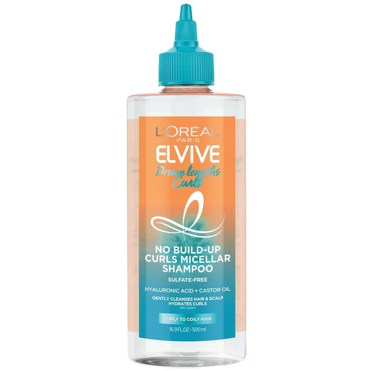 L’Oréal Paris Elvive Dream Lengths Curls No Build-Up Micellar Shampoo - Sulfate-Free, Silicone-Free, Paraben-Free with Hyaluronic Acid and Castor Oil for Curly to Coily Hair, 16.9 Fl Oz Avelisse