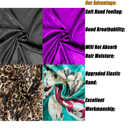 4 Pcs Satin Bonnet for Women – Long Sleep Cap, Soft Silky Bonnet for Braids, One Size Multicolor Set