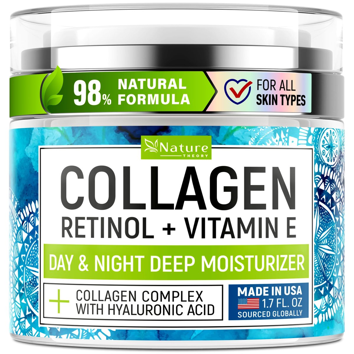 Collagen Cream for Face with Retinol - Anti Aging & Wrinkle Face Moisturizer - Day-Night Facial Moisturizer for Skin Firming & Tightening - Hyaluronic Acid & Vitamin E Care for Women & Men - 1.7oz Avelisse