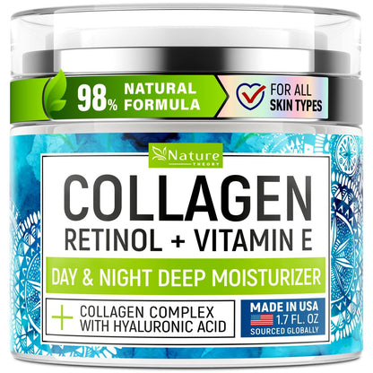 Collagen Cream for Face with Retinol - Anti Aging & Wrinkle Face Moisturizer - Day-Night Facial Moisturizer for Skin Firming & Tightening - Hyaluronic Acid & Vitamin E Care for Women & Men - 1.7oz Avelisse