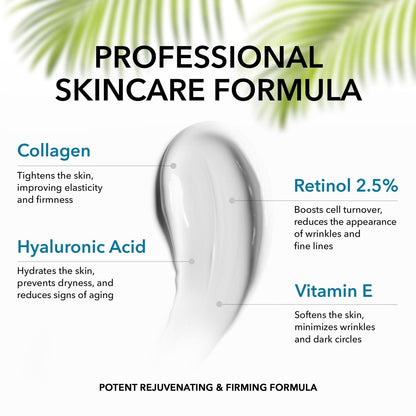 Collagen Cream for Face with Retinol - Anti Aging & Wrinkle Face Moisturizer - Day-Night Facial Moisturizer for Skin Firming & Tightening - Hyaluronic Acid & Vitamin E Care for Women & Men - 1.7oz Avelisse