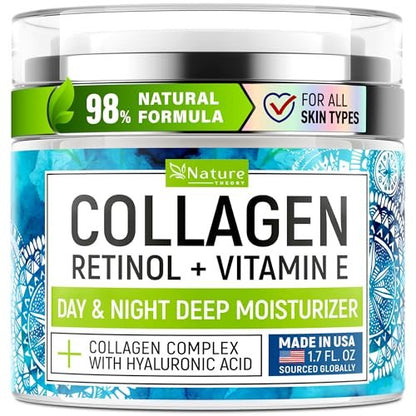Collagen Cream for Face with Retinol - Anti Aging & Wrinkle Face Moisturizer - Day-Night Facial Moisturizer for Skin Firming & Tightening - Hyaluronic Acid & Vitamin E Care for Women & Men - 1.7oz Avelisse