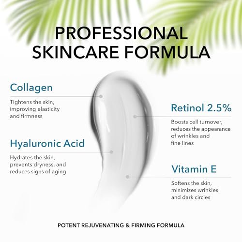 Collagen Cream for Face with Retinol - Anti Aging & Wrinkle Face Moisturizer - Day-Night Facial Moisturizer for Skin Firming & Tightening - Hyaluronic Acid & Vitamin E Care for Women & Men - 1.7oz Avelisse