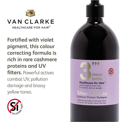 3 More Inches Silver Blonde Shampoo - Color Correcting Purple Shampoo for Blonde Hair - Anti-Brassy, Yellow Tones - Toning Violet Pigment - Sulphate Free - Hair Care by Michael Van Clarke